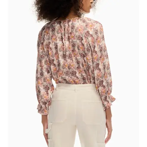 Aritzia  Wilfred Sensibility Long Sleeve Wheat/basalt Grey Floral Blouse size L