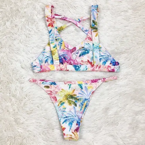 MegLiz Swim Tropical Bikini Size Small Pink