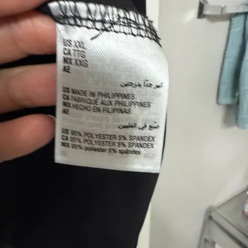 INC International Concepts Black Blouse with Gold Zipper Pockets Size XXL