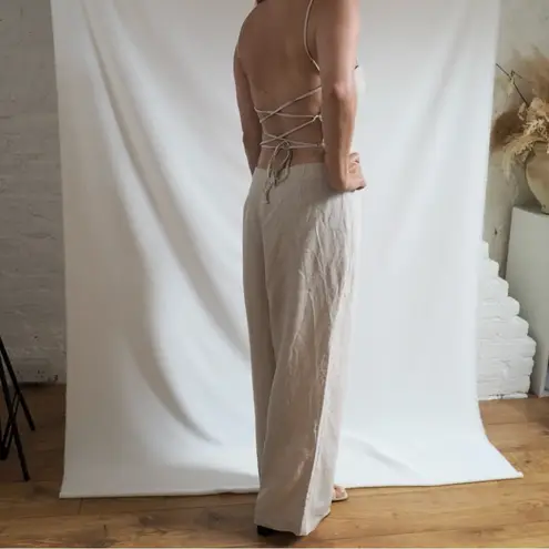 Reformation  Huntington open-back jumpsuit oatmeal size 10 linen J2 thumbnail 2