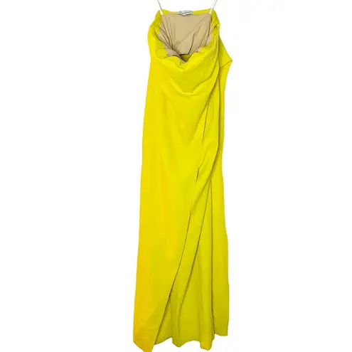 HALSTON Yellow Lil Crepe Strapless Overlay Side Zipper Jumpsuit Dress Size 2