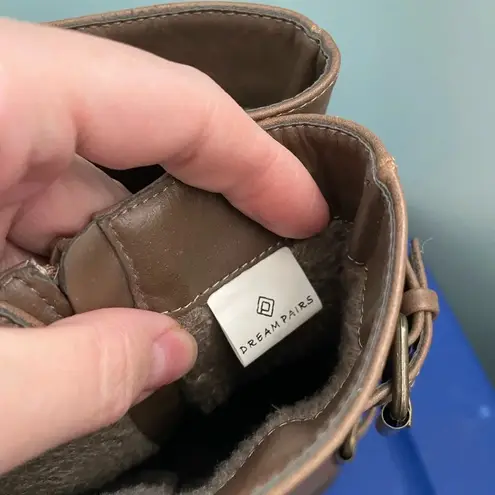 Dream Paris DREAM PAIRS Women's Winter Combat Boots Comfortable Outdoor Lace-Up Mid Calf 7.5