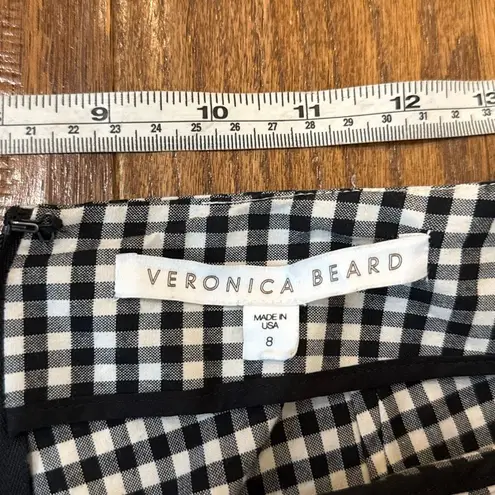 Veronica Beard black and white gingham cropped seam front pant 8