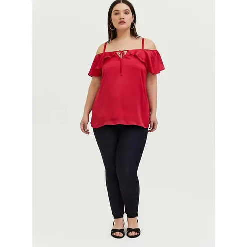 Torrid  Womens‎ Top Size 2 2X Fuchsia Pink Textured Chiffon Cold Shoulder Fuschia - Image 3