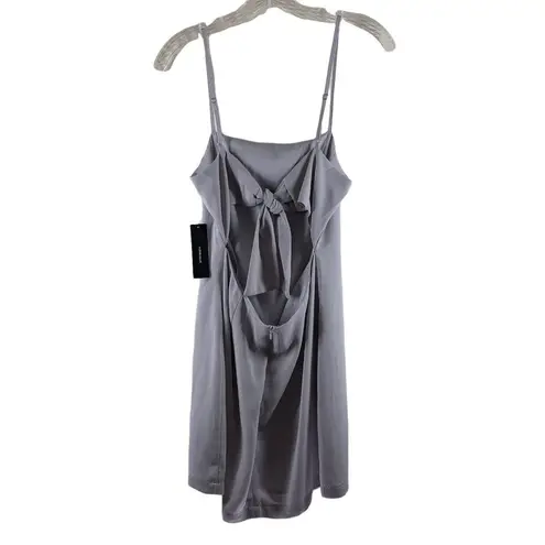 NWT Lulus TOAST TO LIFE Pearl Gray Crepe Back Tie Mini Dress Size Medium