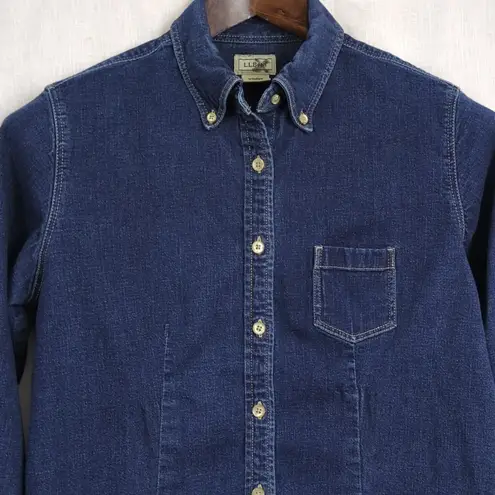 L.L.Bean Ladies'  Stretch Denim Button Down Collared Shirt Small