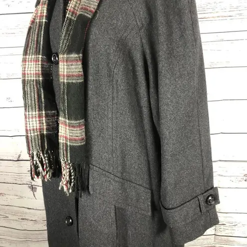 London Fog long charcoal gray over coat fall winter with scarf size 22 W