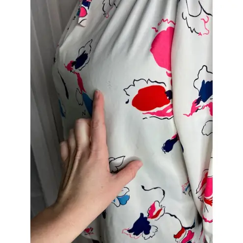 knit top kitten bow tropical flowers 1970s pink blue Purple Size XL