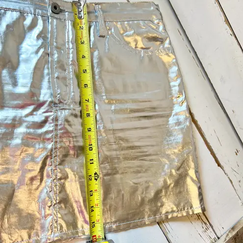 Dolce & Gabbana Pocketed Metallic Silver Mini Skirt