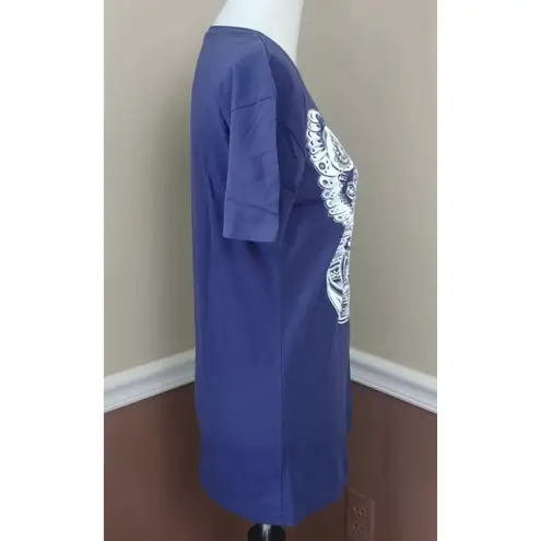 Blue with White Graphic Butterfly Moth T