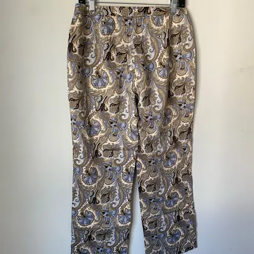 Ecco Paisley Brown Tan Wide Leg Pants Size 8