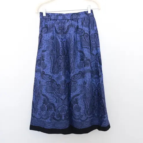 Requirements Vintage Skirt Size M Blue Paisley Midi Boho 90s Retro Witchy
