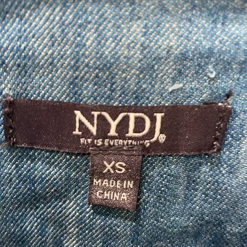 NYDJ puff sleeve Denim Shirt light blue wash front button down full sleeves NWT