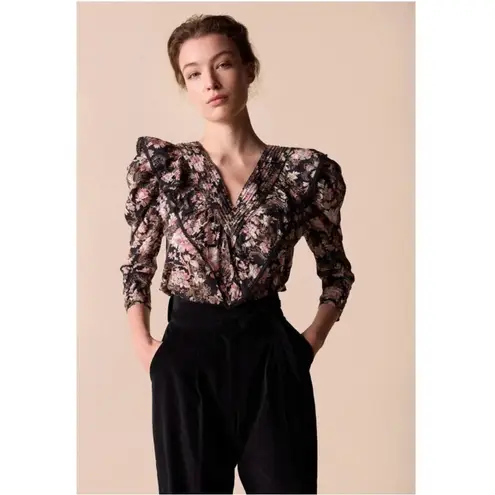 ST. ROCHE Hatfield Top in Belladonna Print boho bohemian floral flowers 6 Black