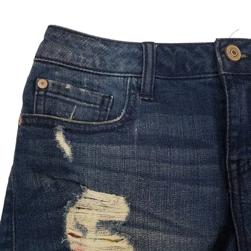 Harper Heritage Womens 26 Embroidered Patchwork Distressed Denim Shorts