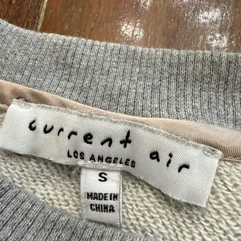 Current Air Women's Gray Sweatshirt with Pink Lace-Up Back, Size Small