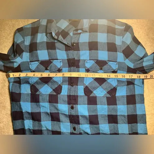 J.Crew  Blue Buffalo Plaid Midweight Brushed Flannel Work Shirt Size 6