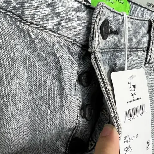 Sandrine Rose x Free People Straight Leg Jeans Sz 28 Button Fly High Rise‎ NWT Silver