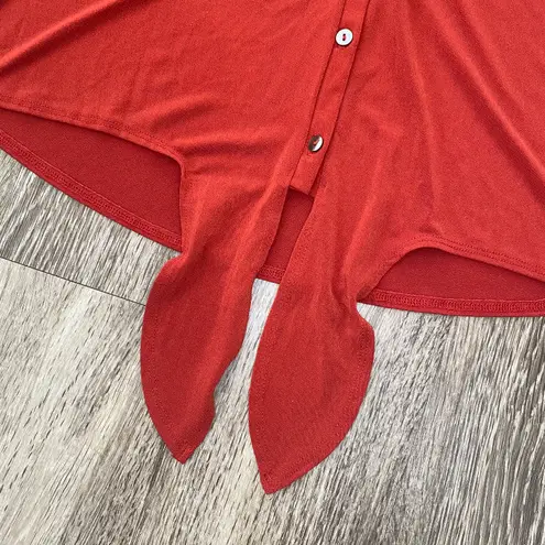 Green Envelope LA Womens Green Envelope Orange Tie Blouse - S