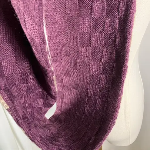 MUK LUKS Knit Infinity Scarf Snowflake Patterned Purple Taupe Winter Warmer