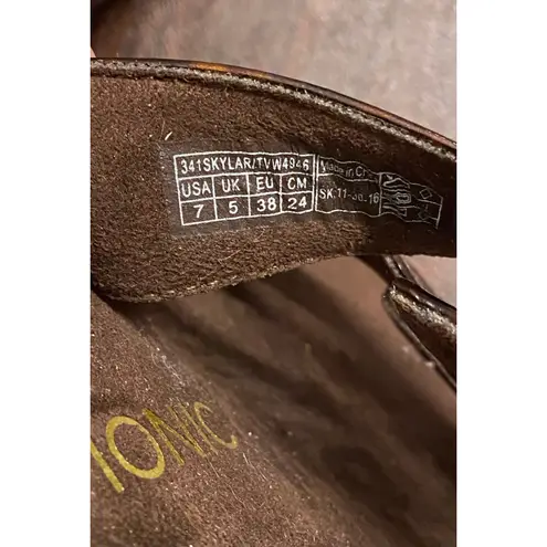 Vionic Skylar Tortoiseshell Brown Adjustable Orthotic Slide Sandals Size 7