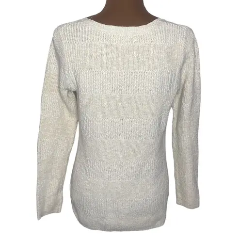 L.L. bean mixed stitch Crewneck oatmeal nubby textured sweater size M White Size M