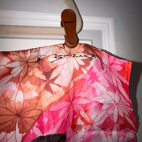 Koji Ishizaka Vintage Japanese Art Girl Airplane Neck Handkerchief Scarf Size OS