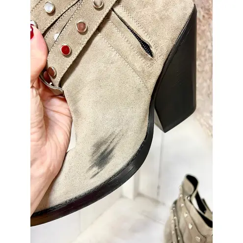 IRO Bonobal Buckled Suede Pointed Stacked Heel Ankle Boots Gray Women's 40 / 9.5