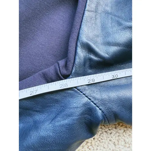 Marciano 100% Lamb Leather Front Leggings Small Dark Blue Edgy Lived in Luxe