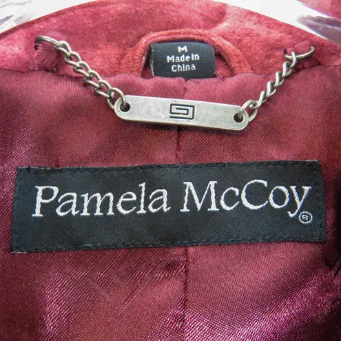 Pamela McCoy 1990s Vintage Leather Jacket Burgundy Suede Leather Jacket Medium Red