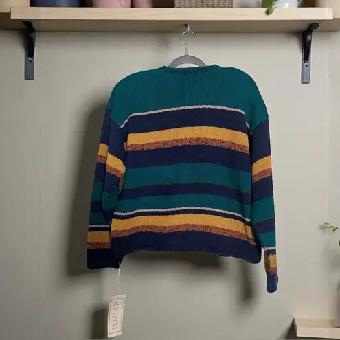 Roseanna Vintage Rosanna Cardigan Sweater. Striped. Ramie/Cotton.
Shoulder Pads. Size L