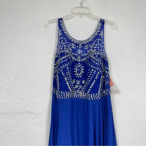 JJ House Royal Blue Rhinestone Studded Prom Gown Maxi Dress Womens XXL Formal Size 2X