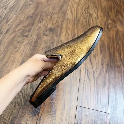 Donna Karan • NEW Mott Mule leather backless loafer Bronze gold metallic slide
