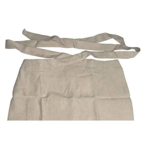 NWT Rumer Avalon Linen High Waist Tie Wrap Mini Skirt Back Zip Up S Natural Tan