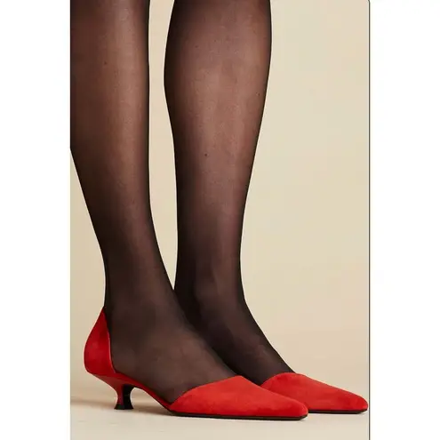 KHAITE Seville Suede d’Orsay Heels Red Pointy Toe Kitten
