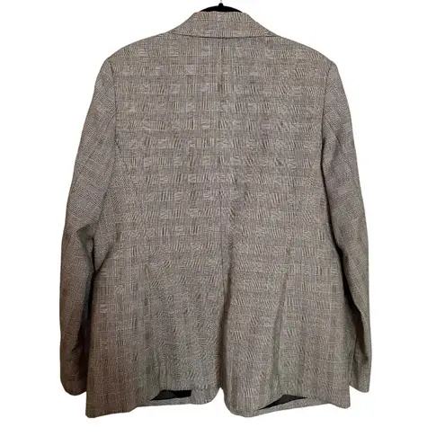 Pendleton Womens Blazer Jacket Gingham Plaid Black White Sz 14 Single Button