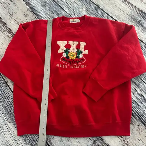 Vintage Embroidered Athletic Red Graphic Women's Crewneck Sweater Size XL