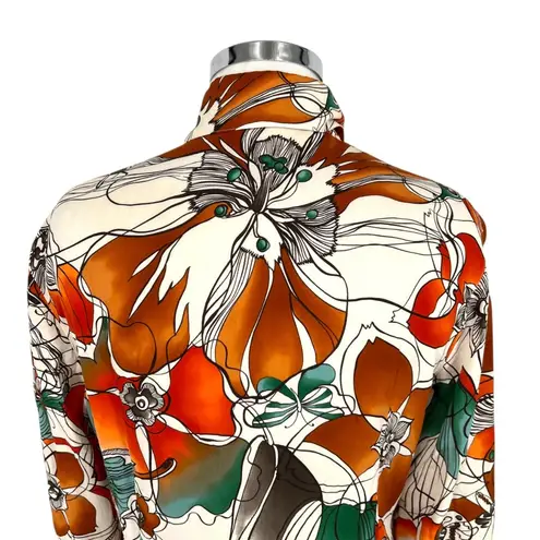 Escada Vintage Silk Butterfly Moth Floral Silk Button