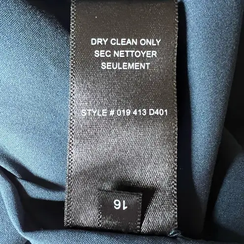 Rebecca Taylor Blue Vegan Leather 3/4 Sleeve Twist Wrap Mini Dress Classy - 16