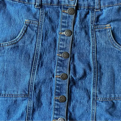 Highway Jeans Highway HWY Womens M Skirt Blue Jean Button Up Denim Y2K 90s Summer Vibes Beach