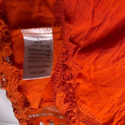 Elodie Orange Tank Top w/ Lace Detail