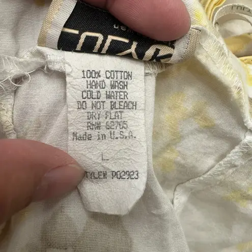 Vintage LULY K New York Floral‎ Sun Dress Pastel Yellow Garden Party Women Large White - Image 8