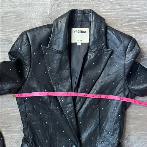 L'Agence Montegoi Studded Leather Blazer 0