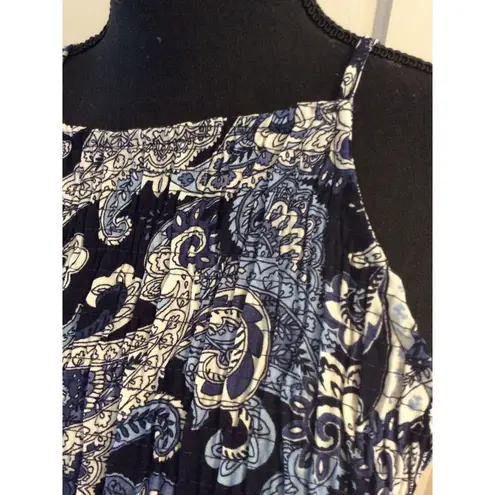 Iris Blue Cropped Spaghetti Strap Smocked top shirt womens Size large L