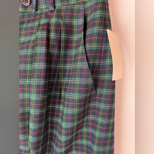 NWT Classic Preppy Tartan Plaid Pleated Wool High Rise Shorts Womens Sz 10 Blue