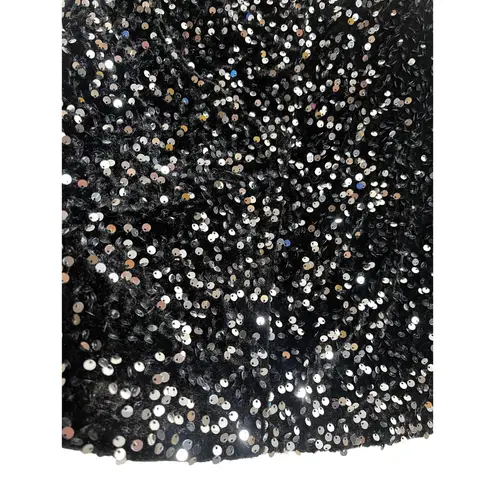 Vassia Kostara Sequin Mini Skirt Black Silver Sparkle Party Holiday Womans Small