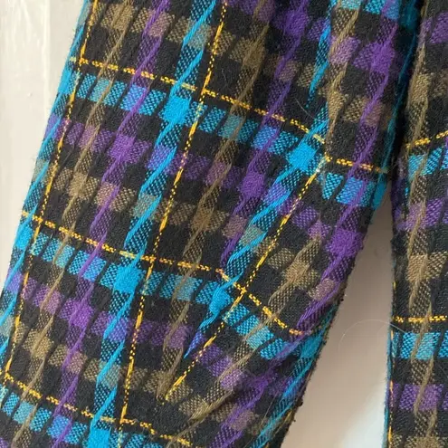 Vintage TanJay 80s 90s Blazer Houndstooth Plaid Bright Colors Tan Jay 8 Women’s Black