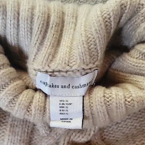 Cupcakes & Cashmere Tan Cable Knit Turtleneck Sweater Size S
