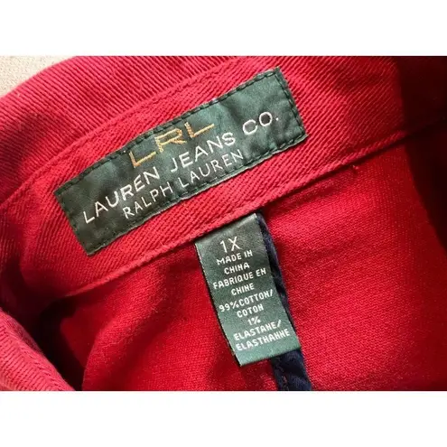 Ralph Lauren Lauren  Jeans Plus Size 1X  Fireman Jacket Barn Coat Red Canvas