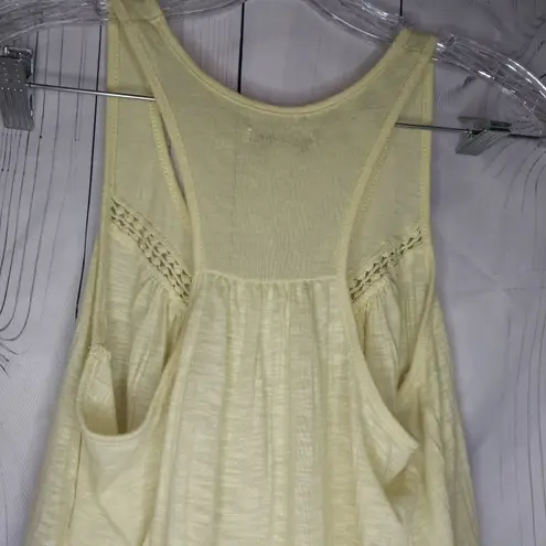 American Eagle  Outfitters Lemon Yellow Racerback Babydoll Crochet Hem Top